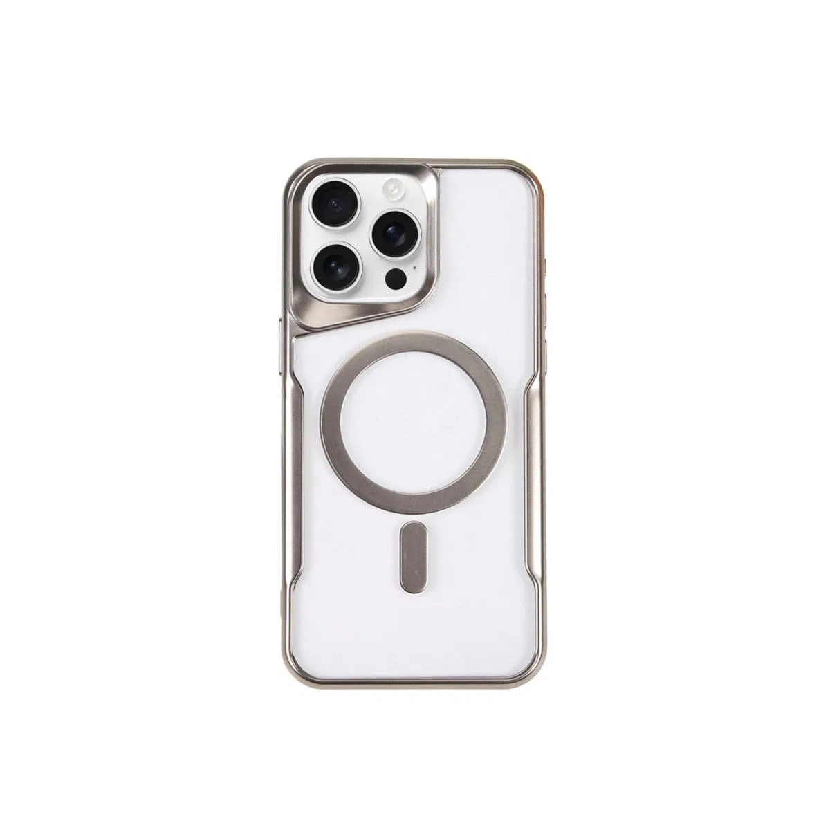 Apple İphone 15 Pro Max Kılıf Boyi Magsafe Silikon Kapak - Gümüş