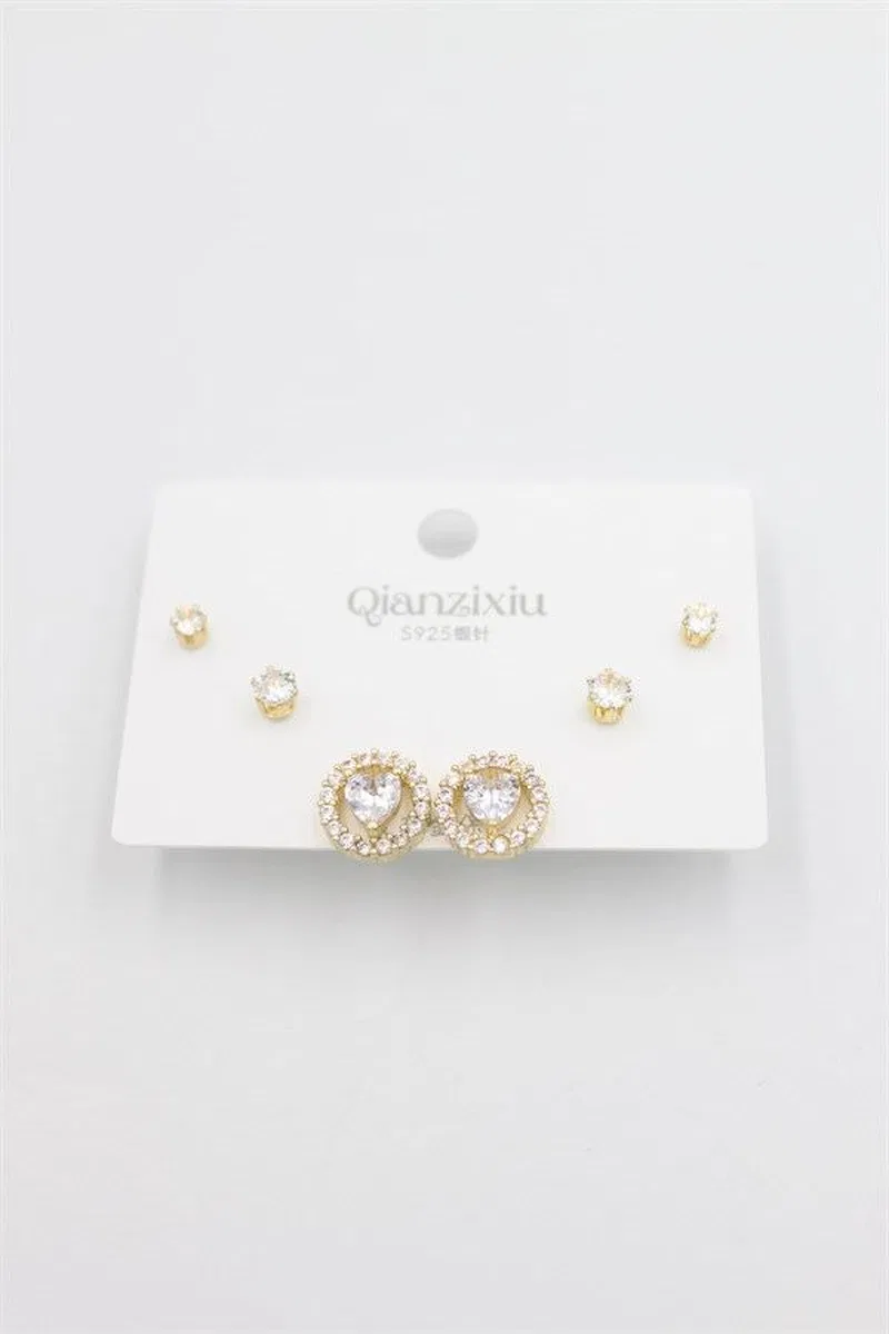 Çoklu Set Küpe - Altın