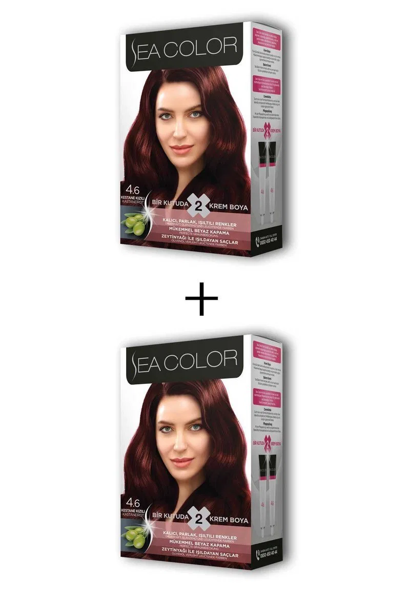 2X2 Tüp Krem Saç Boyası Seti Kestane Kızılı No: 4. 6