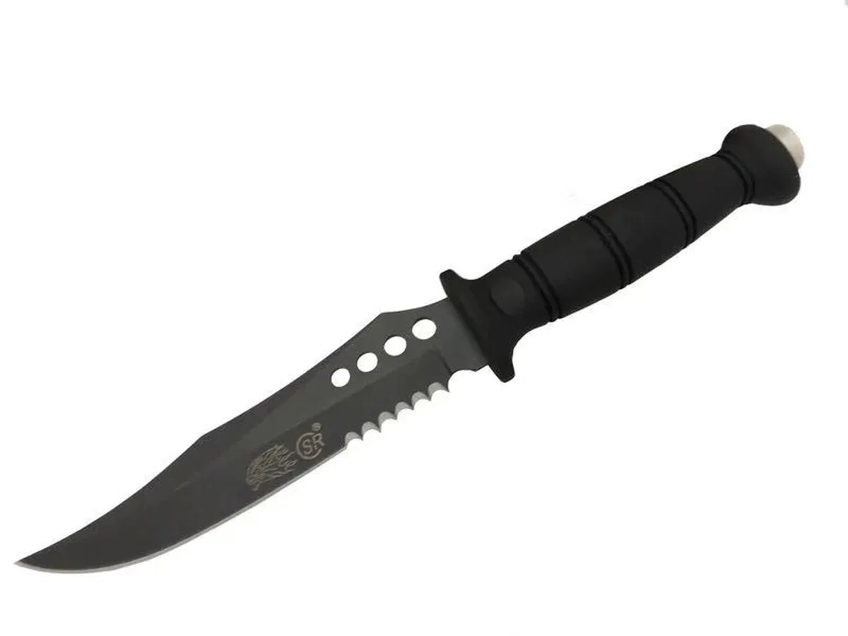 Sr S008b Lejyoner Tırtıklı Outdoor Bıçağı 29 Cm - Kauçuk Sap, Perçinli