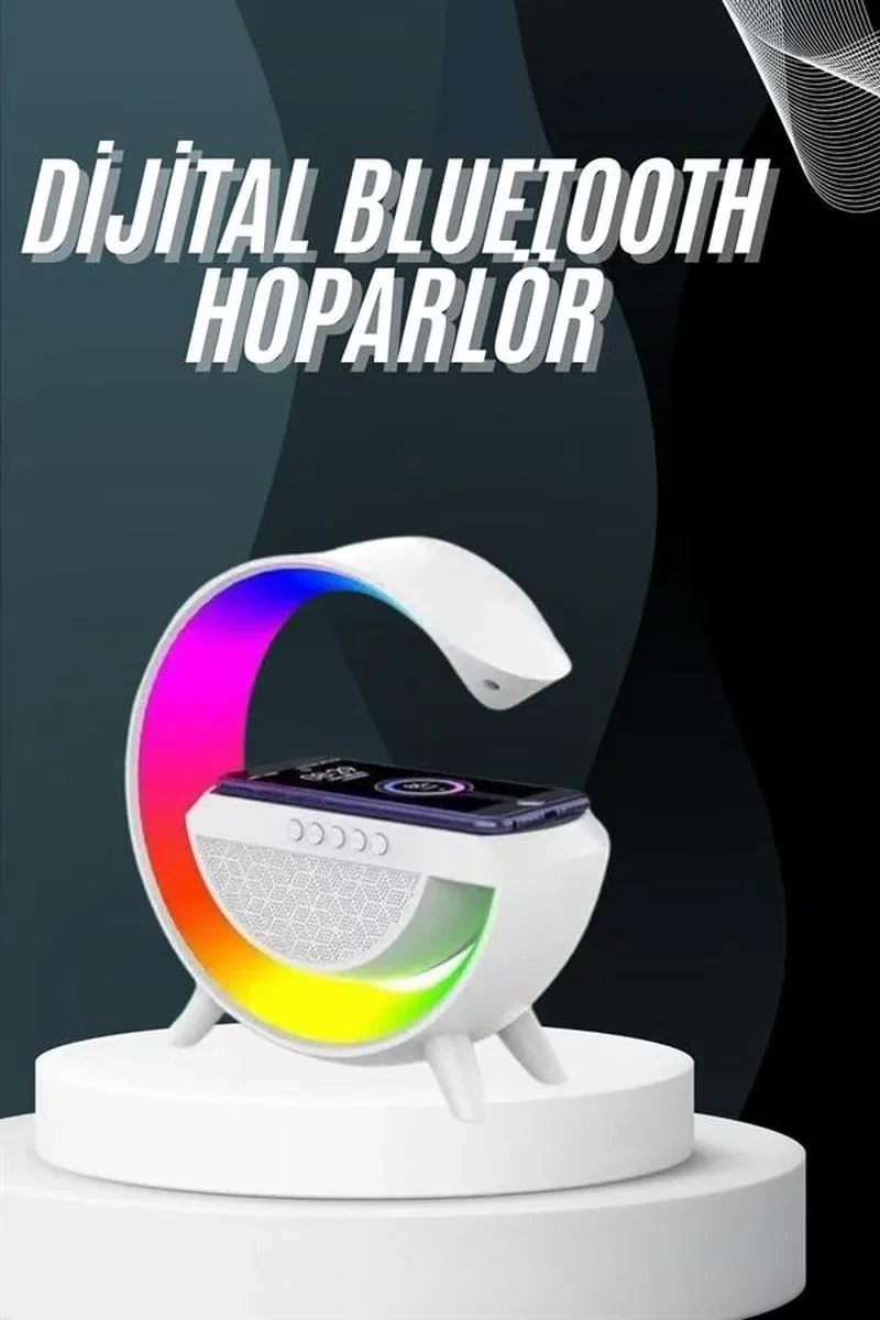 Bluetooth Hoparlör G Şekli Atmosfer Akıllı Rgb Lamba Wireless Kablosuz Şarj görsel 2
