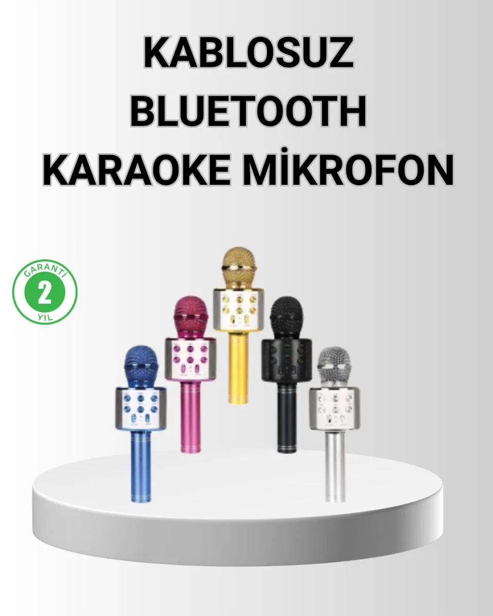 Bluetooth Karaoke Mikrofon – Yüksek Ses Kalitesi, Yankı Efektli, Uzun Ömürlü Pil
