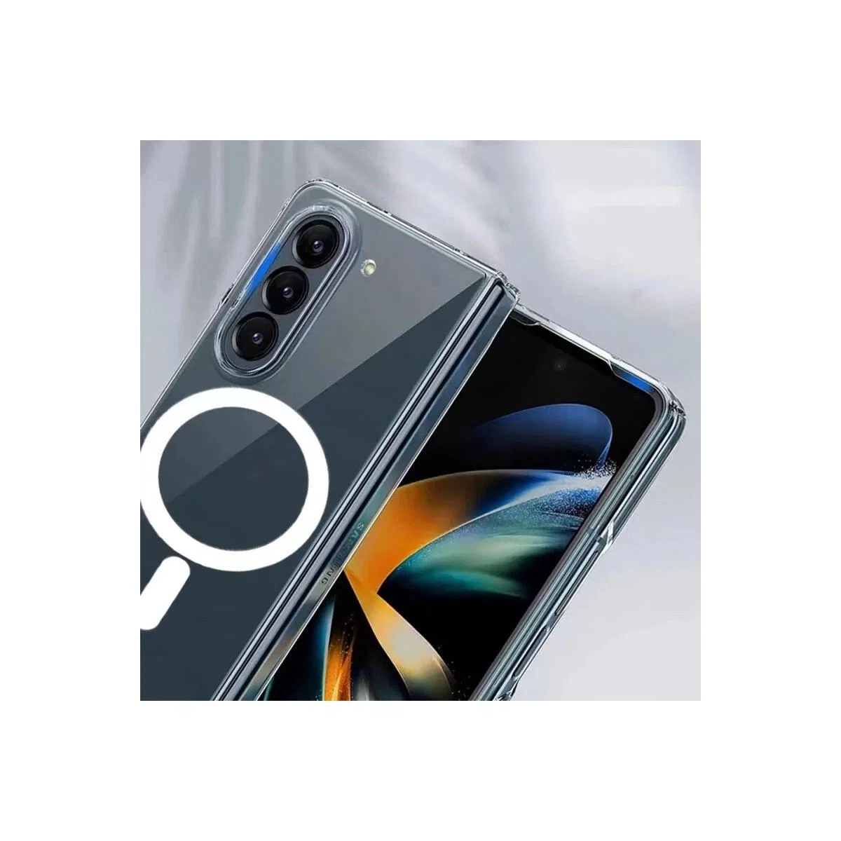 Samsung Galaxy Z Fold 5 Kılıf Magneticsafe Şeffaf Silikon - Şeffaf görsel 2