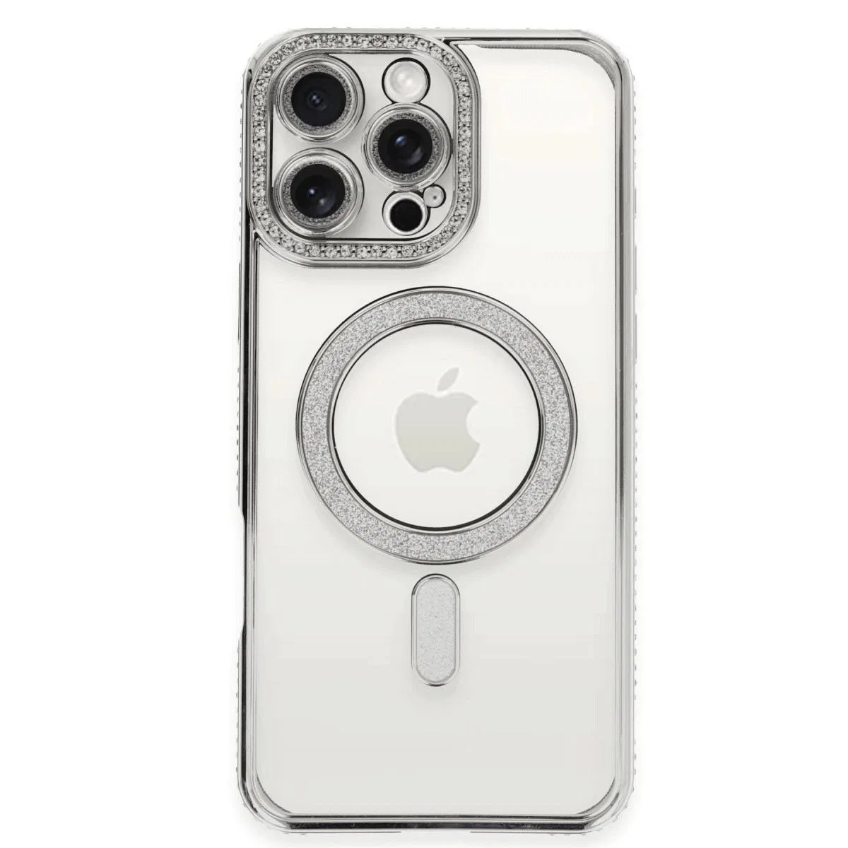 Apple İphone 16 Pro Kılıf Joke Simli Magneticsafe Kılıf - Gümüş görsel 2