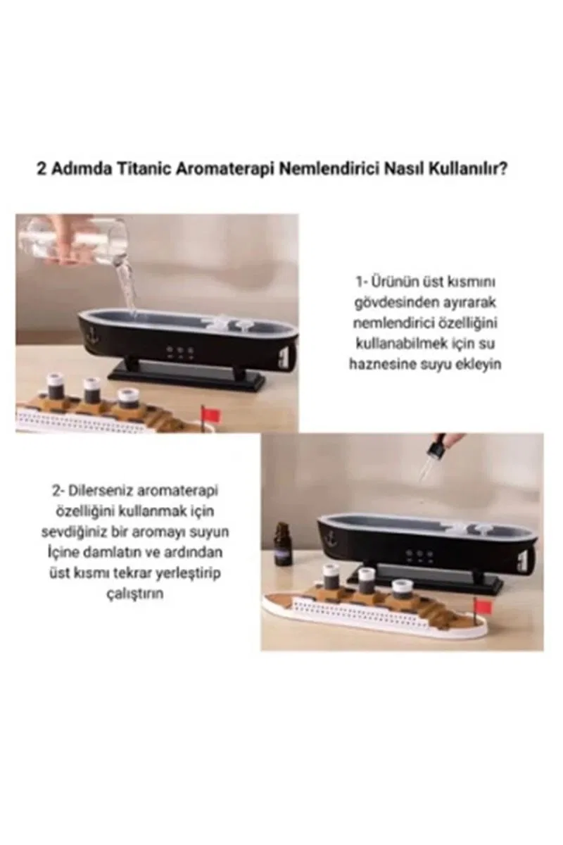 Titanic Gemi Hava Nemlendirici Işıklı Fonksiyonlu Buhar Makinesi Kumandalı görsel 6