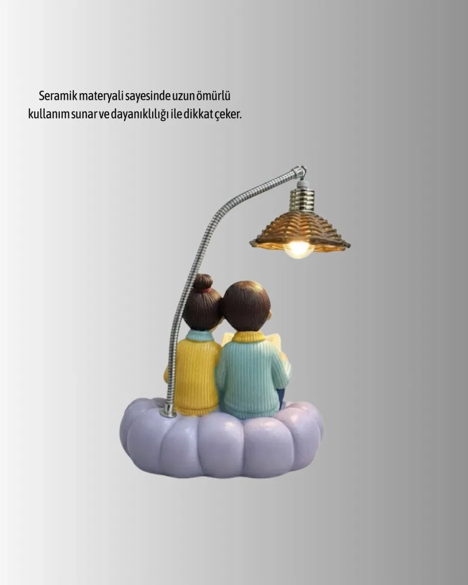 Sevgiliye Özel Çift Figürlü Led Masa Lambası Okuyan Çift Tasarım görsel 3