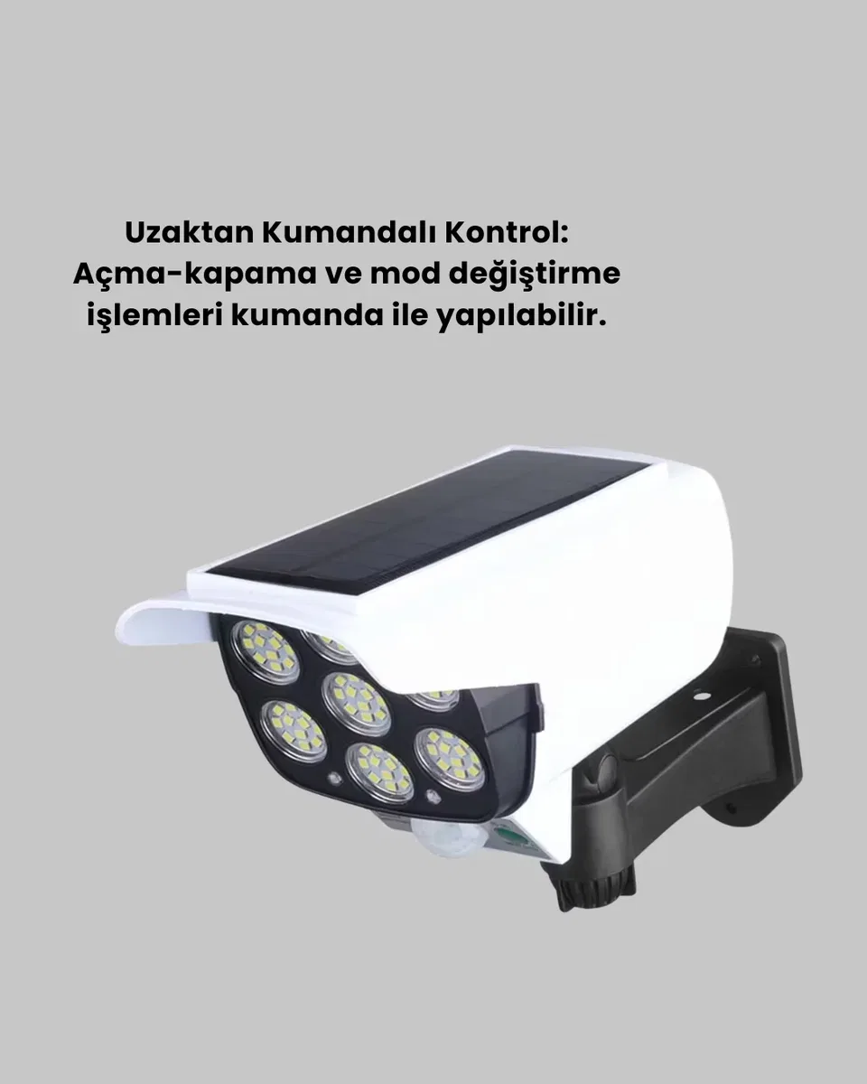 Uzaktan Kumandalı Güneş Enerjili LED Güvenlik Lambası Kamera Tipi Hareket Sensörlü Yeni Nesil görsel 3