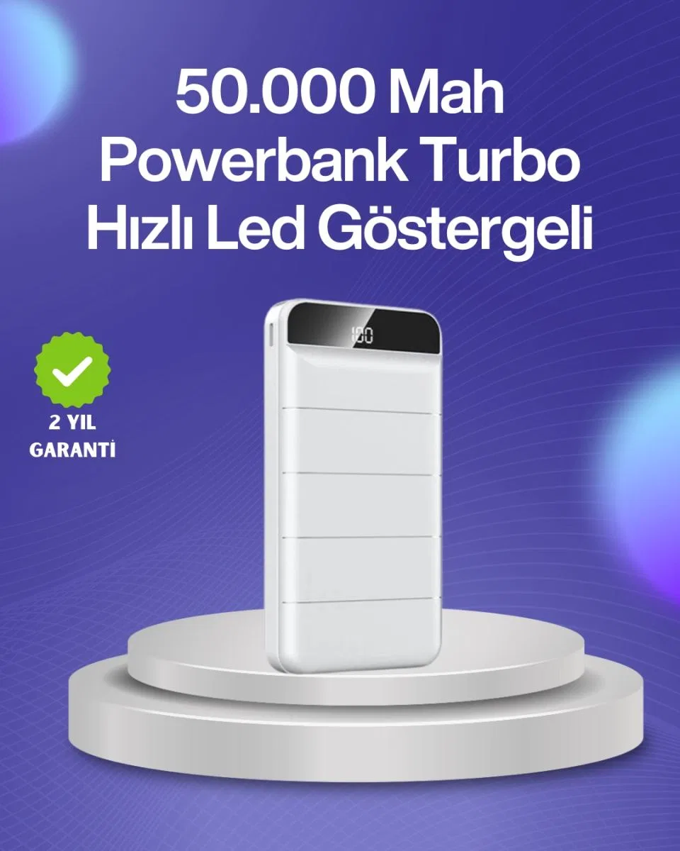 4 Cihazı Aynı Anda Şarj Edebilen Güçlü Powerbank 50000 Mah