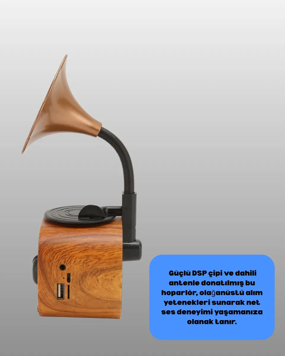 Mini Nostaljik Bluetooth Hoparlör FM Radyo 8 Saat Batarya Yeni Nesil görsel 4
