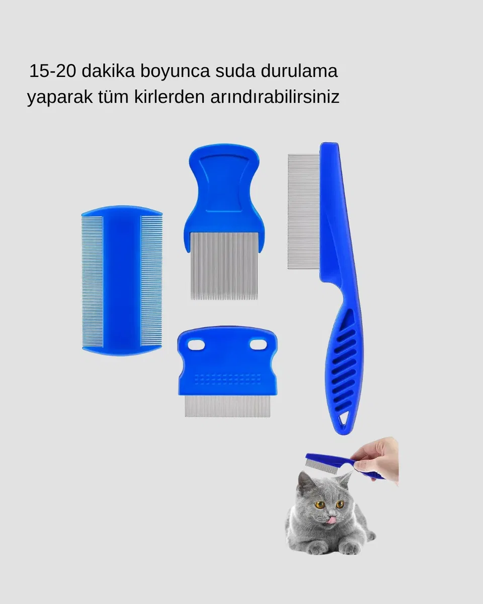 Evcil Hayvan Tüy Bakım Seti – 4’lü Paslanmaz Çelik ve Eco Plastik, Kolay Temizlenebilir ve Dayanıklı görsel 4