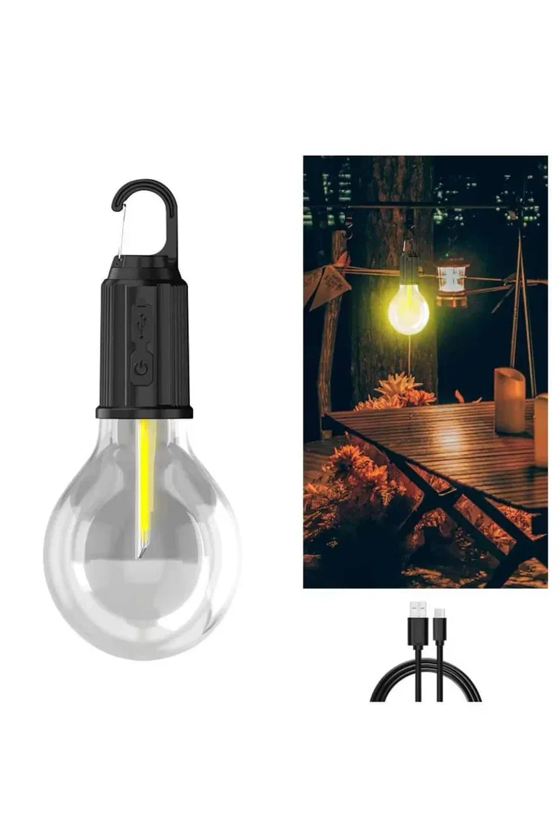 3 Farklı Mod LED'li Şarjlı Asma Kancalı Kamp Lambası Taşınabilir Ampul görsel 2