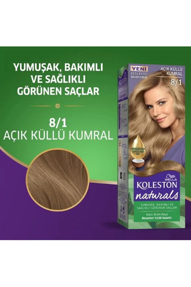 Naturals Saç Boyası Açık Küllü Kumral 8/1 görsel 2