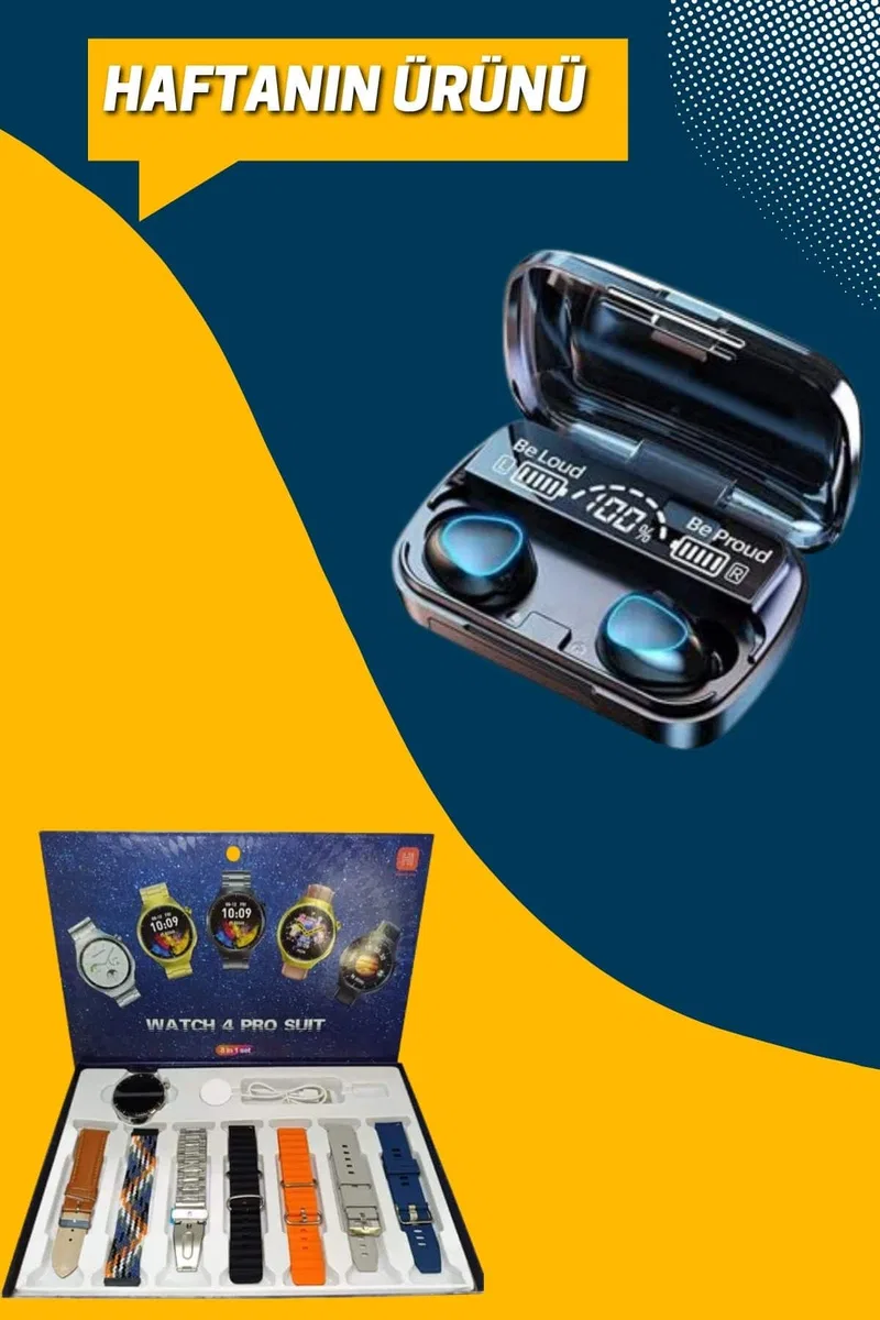 Ucuz Kaliteli Yeni Nesil 7 Kordonlu Akıllı Saat ve Kablosuz Bluetooth Kulaklık ANC Özelliği görsel 3