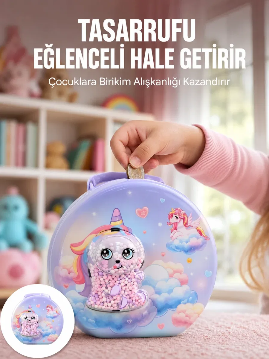 Eğitici Şifreli Çocuk Para Kasası Dayanıklı Metal