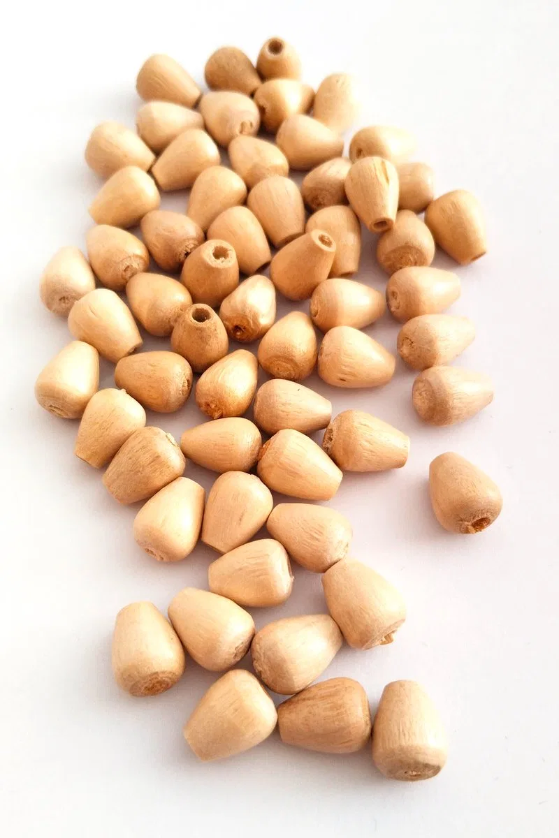 100 Gr (275 Adet) Ahşap Boncuk 12 mm boy x 10 mm en Doğal Ahşap Makrome El İşi Çanta görsel 3