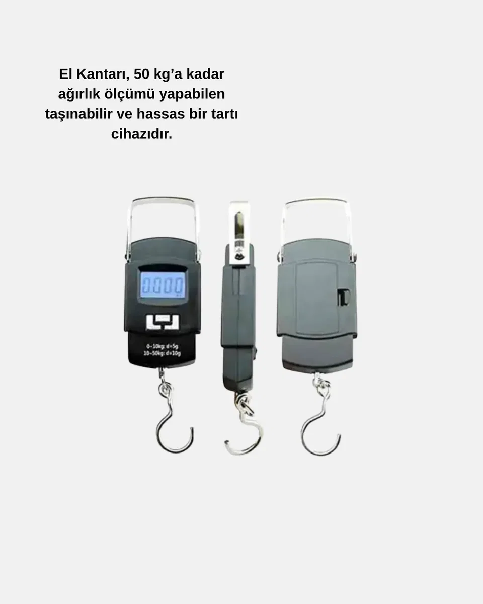 Dijital El Kantarı – 50 Kg Taşıma Kapasiteli, Taşınabilir Hassas Tartı görsel 2
