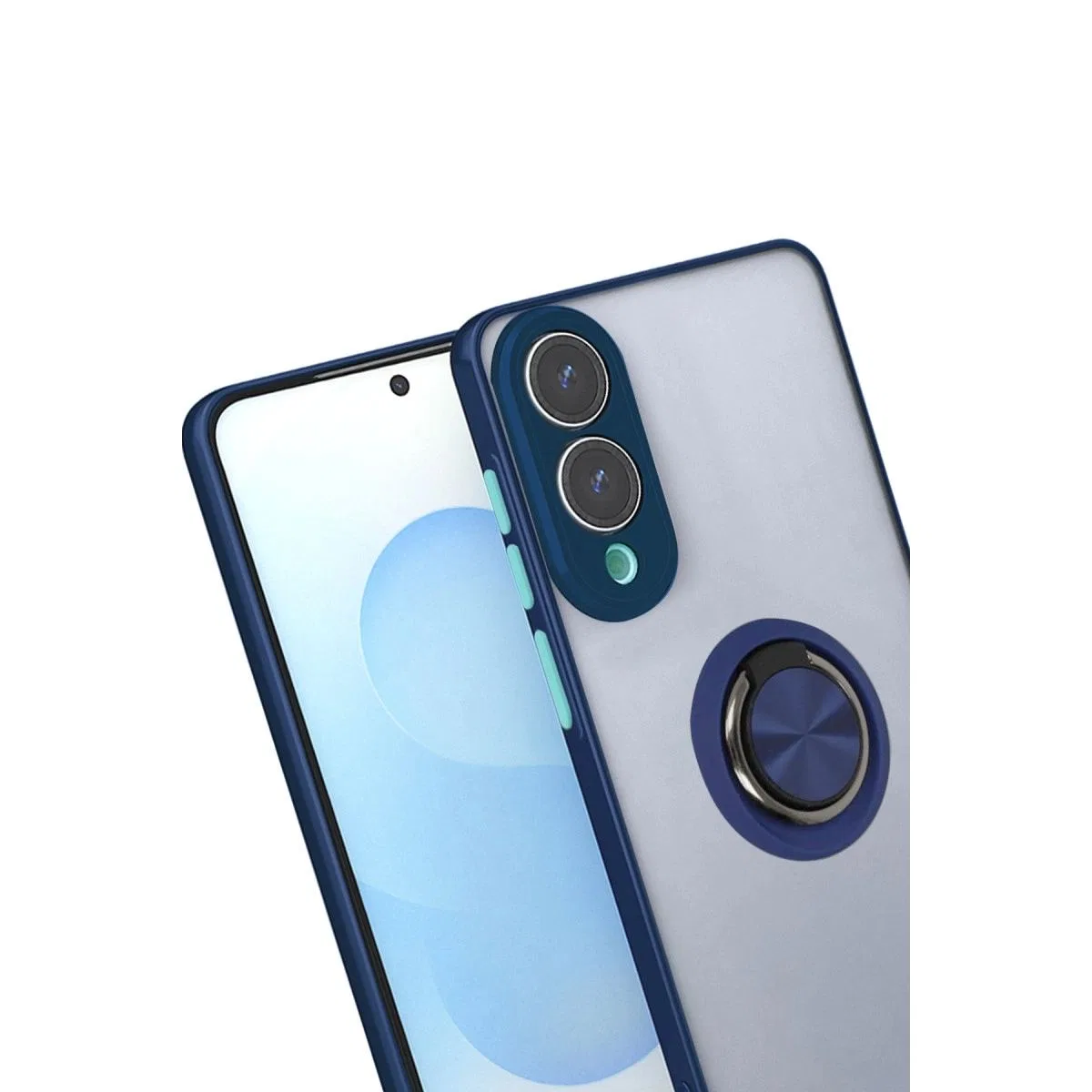 Samsung Galaxy S25 Edge Kılıf Montreal Yüzüklü Silikon Kapak - Lacivert görsel 2