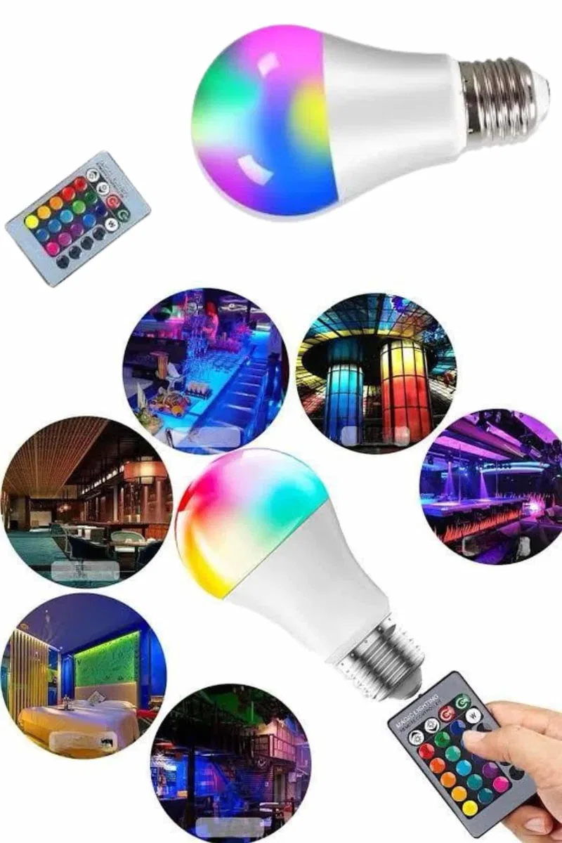Ayarlanabilir Parlaklık RGB Led Ampul Beyaz Lamba Ve Renkli Ampul görsel 3