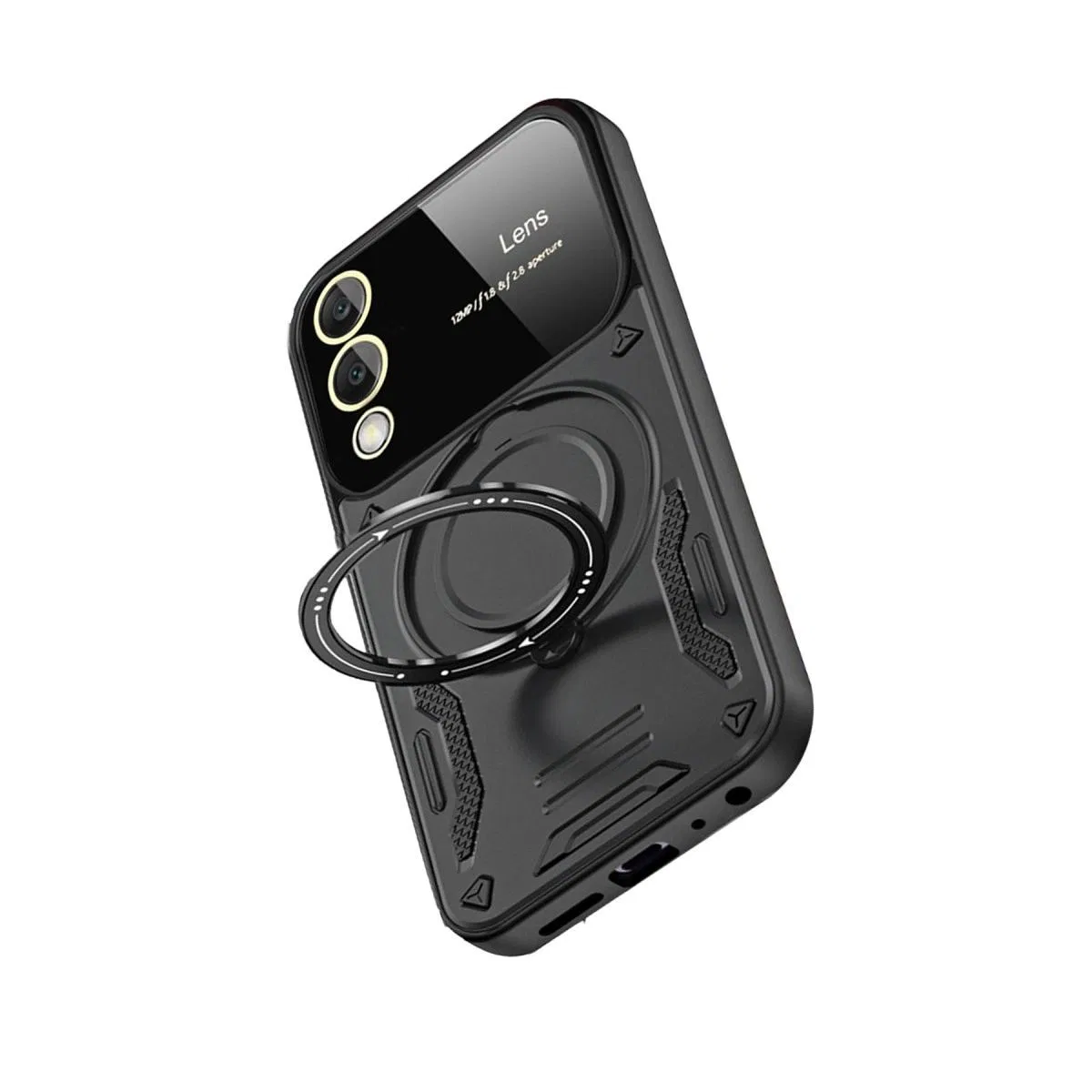 Samsung Galaxy S25 Edge Kılıf Joy Lens Standlı Kapak - Siyah görsel 4