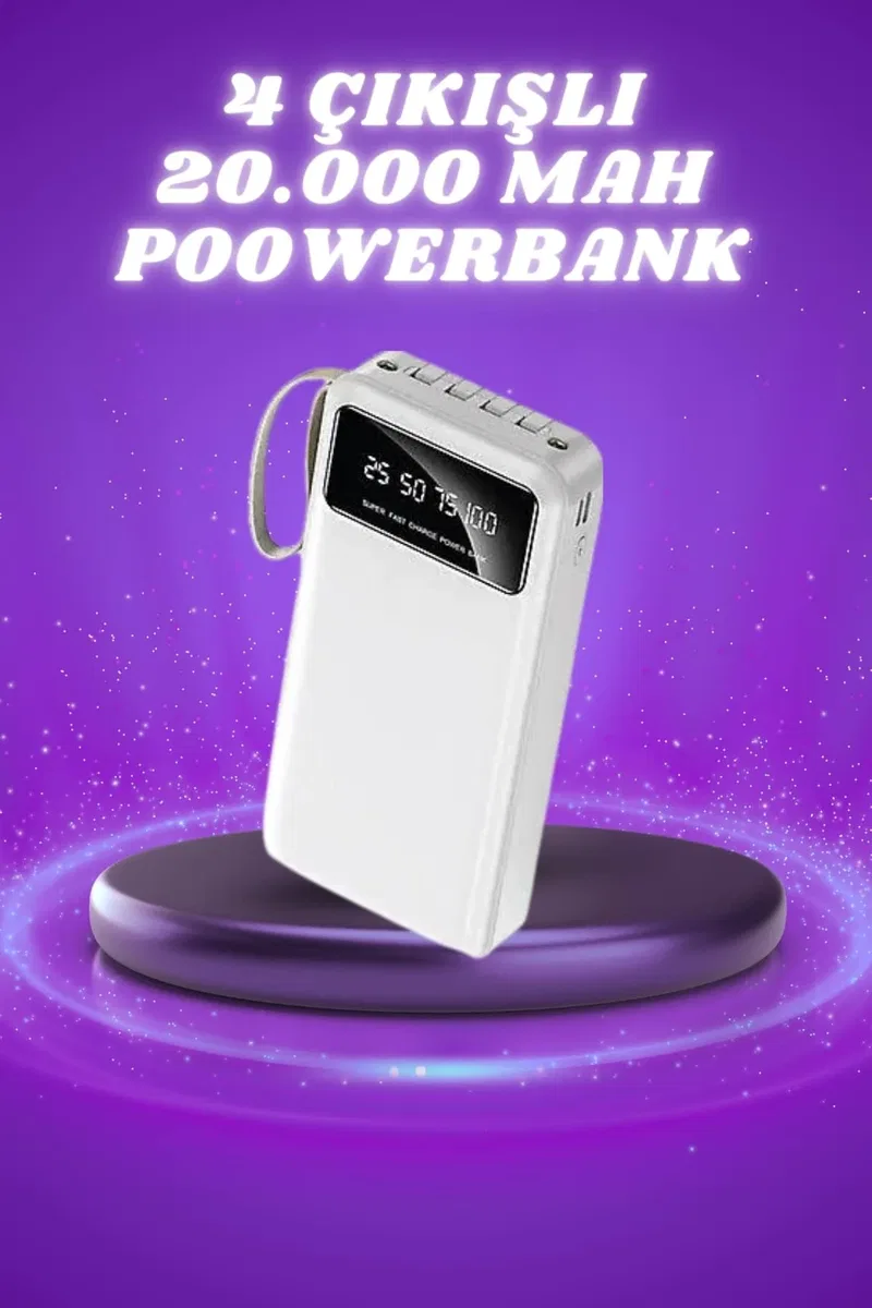 Powerbank Şarj Cihazı 4 Çıkışlı 20. 000 MAH Powerbank Taşınabilir Çoklu Giriş