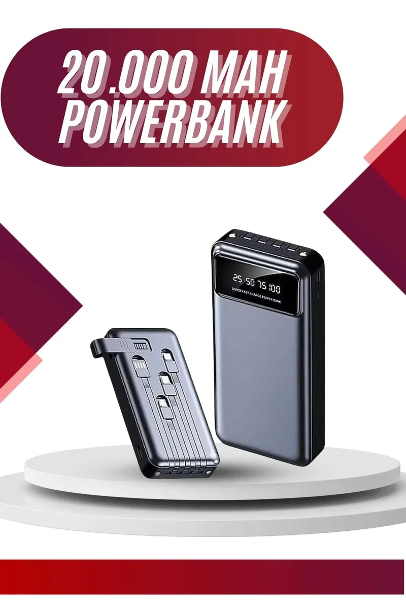 4 Çıkışlı 20. 000 Mah Powerbank Uzun Pil Ömürlü Taşınabilir