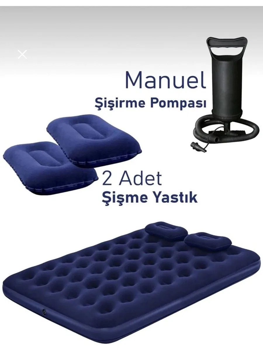 Çift Kişilik Şişme Yatak Dahili Pompalı 203x152x22 Cm 2 Yastıklı görsel 3