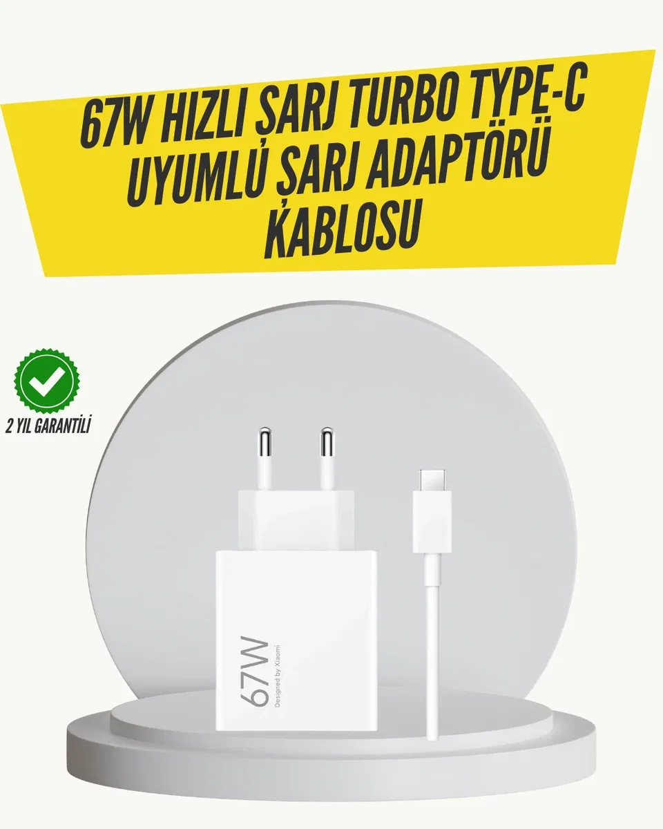 67W Turbo Hızlı Şarj Adaptörü ve Type-C Kablo Güvenli Şarj Teknolojisi