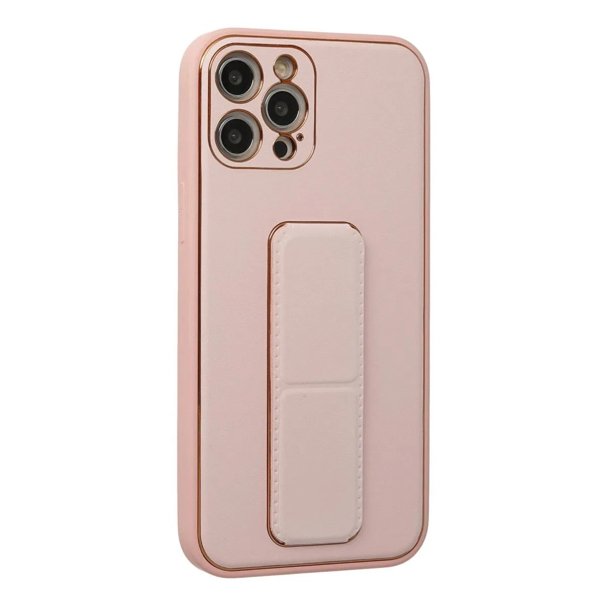 Apple İphone 12 Pro Kılıf Coco Deri Standlı Kapak - Pembe görsel 2