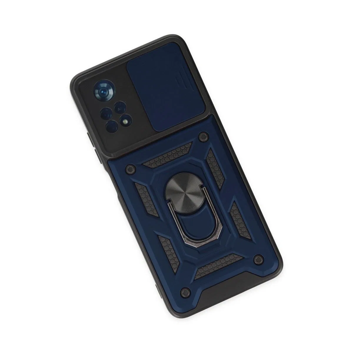 Xiaomi Poco X4 Pro 5g Kılıf Pars Lens Yüzüklü Silikon - Lacivert görsel 3