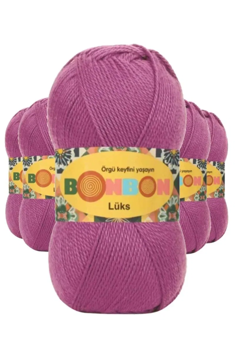 5 Adet Lüks Patik İpi Yünü Mor 98402 - bonbon mudanis