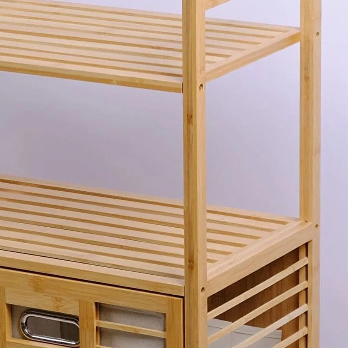 Bambu Kirli Çamaşır Sepeti 2 Bölmeli 2 Kat Organizer 80x33x87 cm görsel 4
