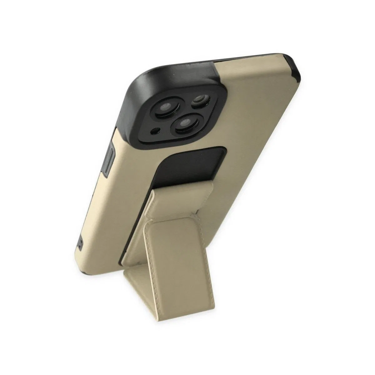 Apple İphone 14 Plus Kılıf Mega Standlı Silikon - Gold görsel 4