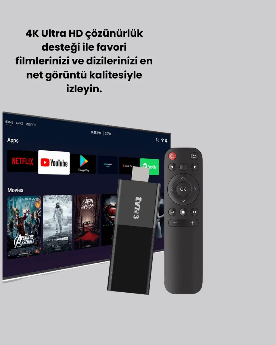 WiFi ve Bluetooth Destekli Android TV Dönüştürücü Stick görsel 3