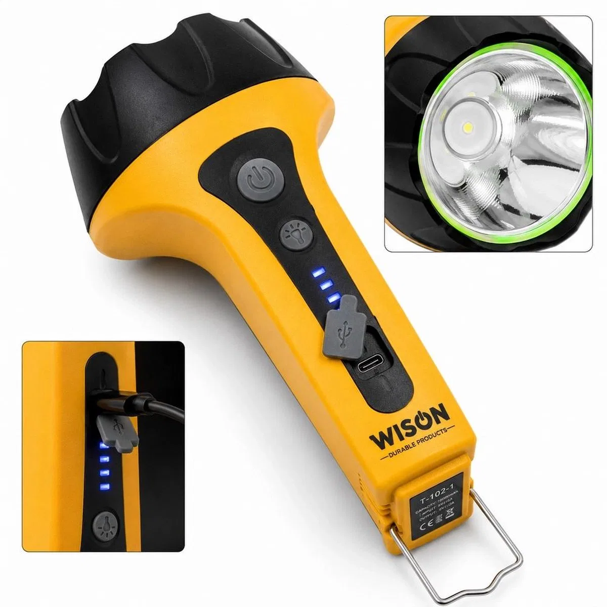 Wison Ws-2626 8 Watt 12 Saat Aydınlatmalı Type-c Şarjlı Projektör Şarjlı Kambur Fener görsel 3