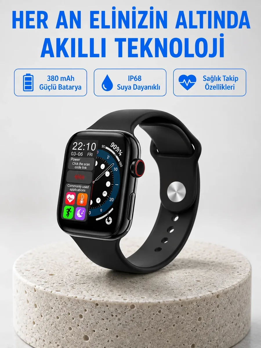 Yüksek Çözünürlüklü 1. 9" Akıllı Saat – 5-6 Gün Aktif Kullanım, Şık ve Modern Tasarım