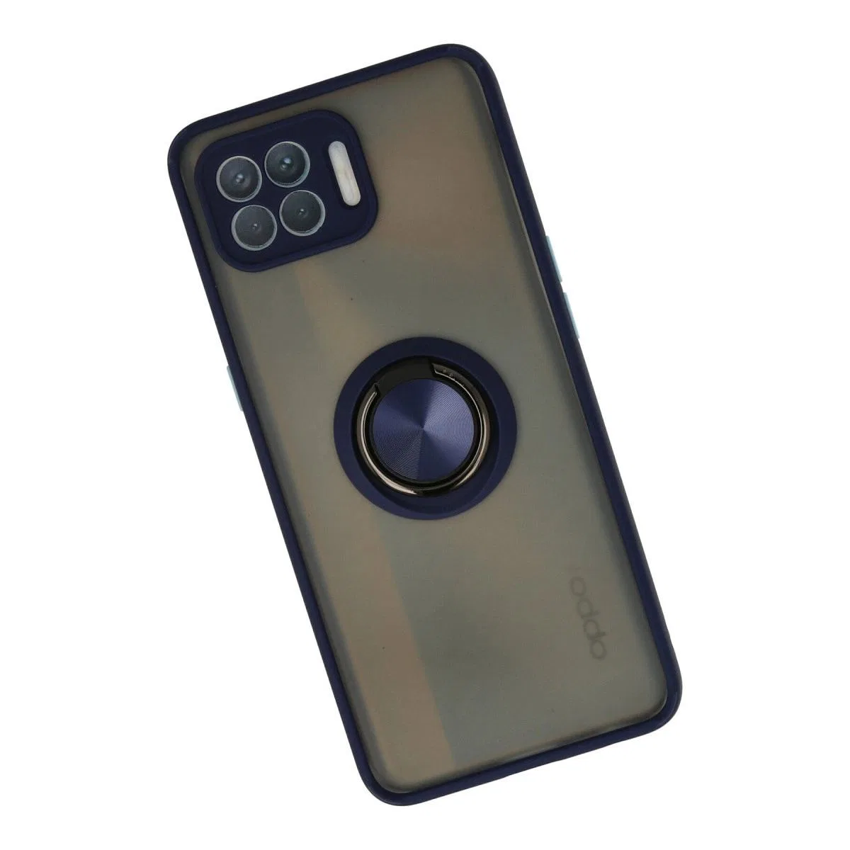 Oppo Reno 4 Lite Kılıf Montreal Yüzüklü Silikon Kapak - Lacivert görsel 2