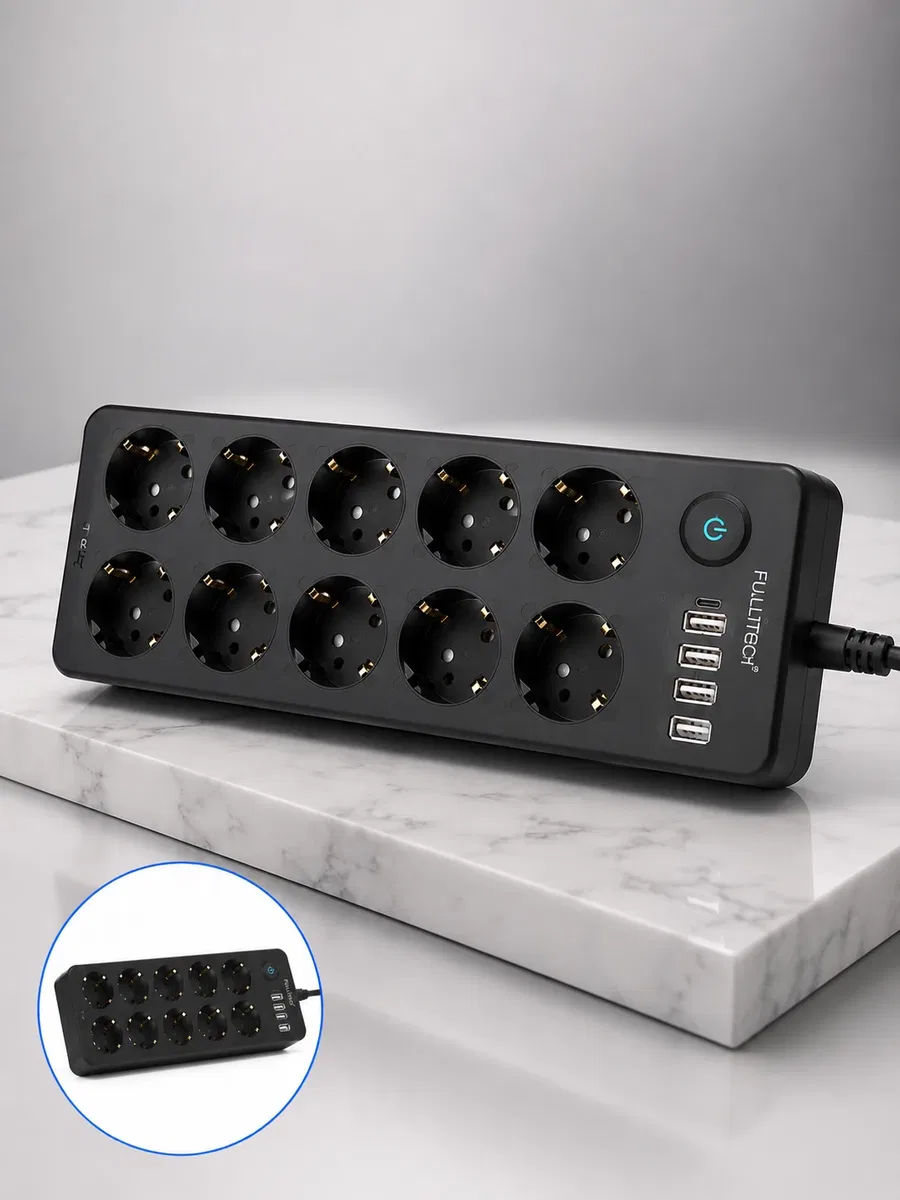 USB ve Type-C Şarj Özellikli 10'lu Çoklu Priz görsel 5
