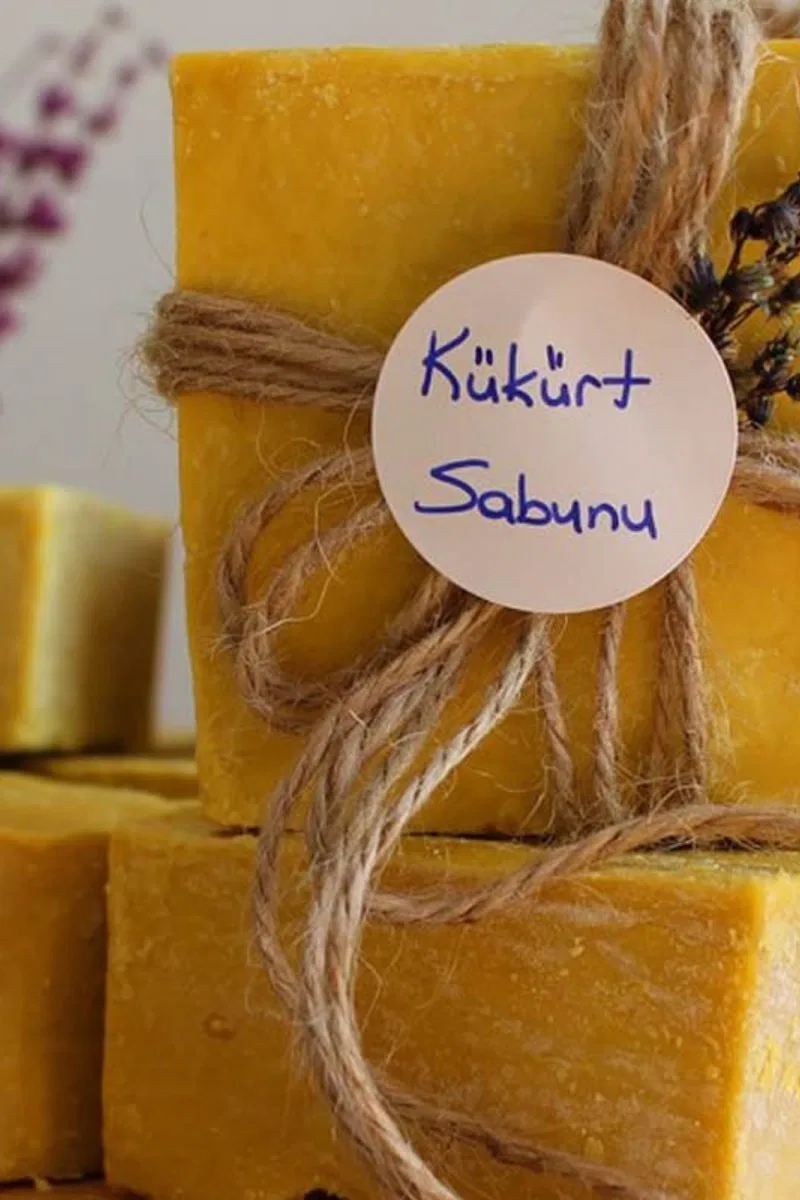 Kükürt Sabunu Hatay El Yapımı %100 Organik Doğal Sabun 1 Kalıp 130 Gram görsel 2
