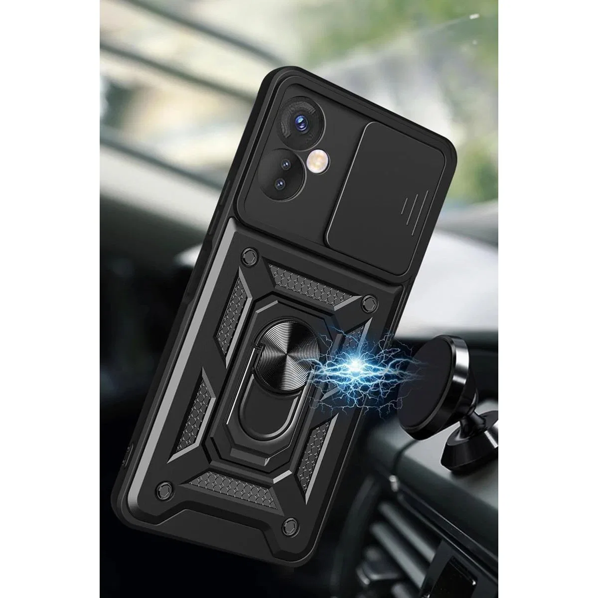 İnfinix Hot 30 5g Kılıf Pars Lens Yüzüklü Silikon - Siyah görsel 2