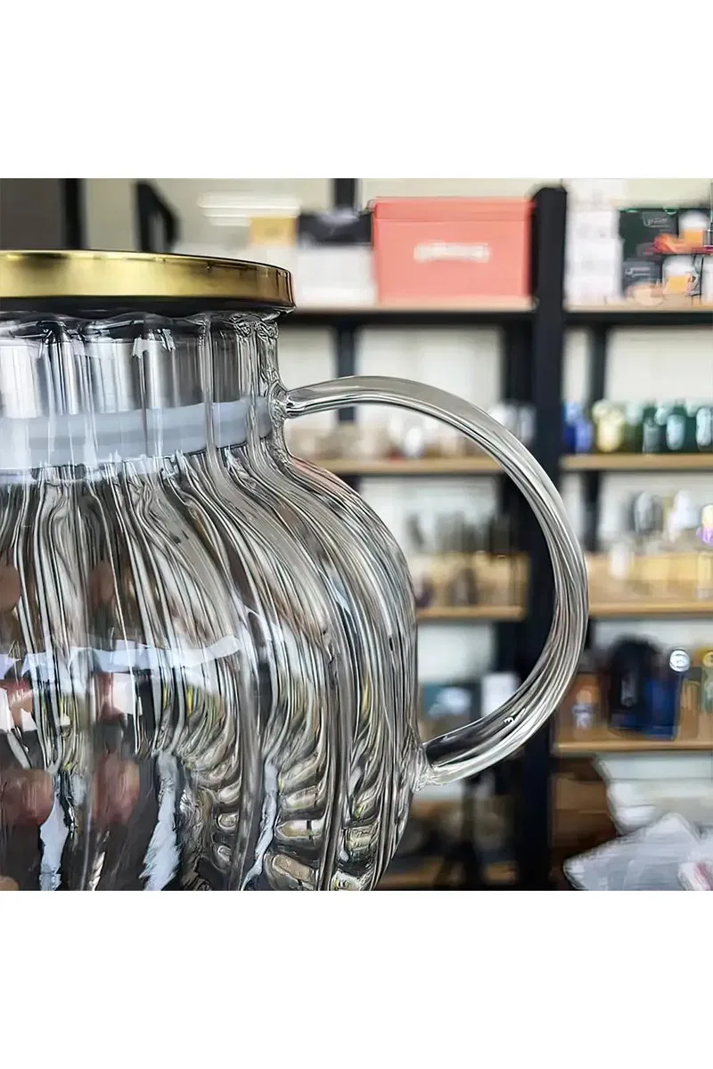 Çelik Kapaklı Borosilikat Dilimli Model Süzgeçli Cam Demlik Bitki Çayları 1000 Ml Royaleks-CM-2001 görsel 4