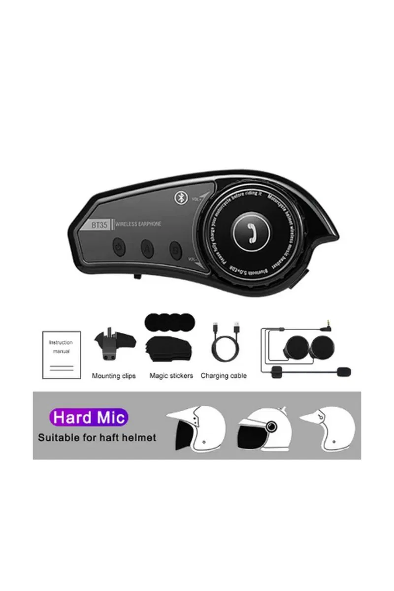 Bt35 Kask Kulaklık Bluetooth 5. 0 Motosiklet Interkom Su Geçirmez Kablosuz Kulaklık görsel 3