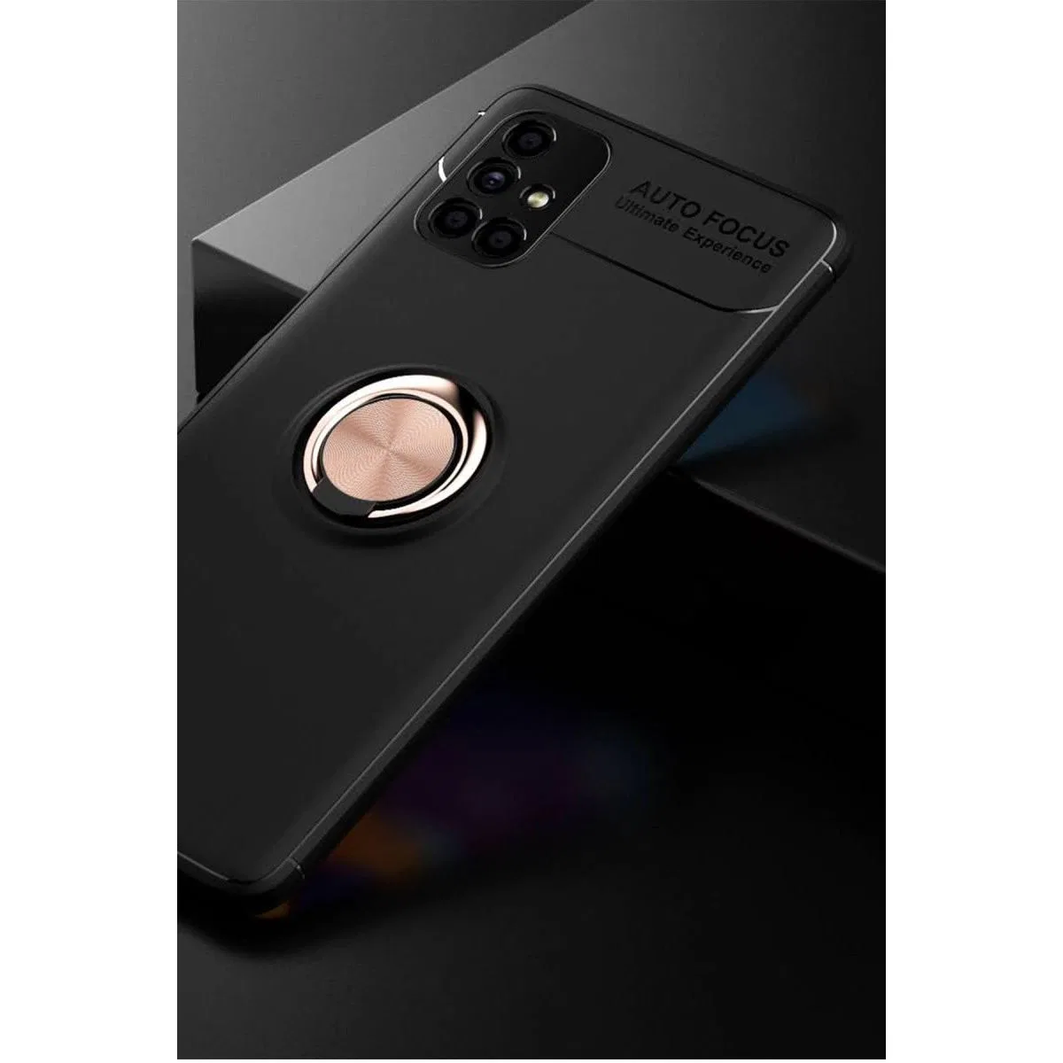 Samsung Galaxy M51 Kılıf Range Yüzüklü Silikon - Siyah-gold görsel 2