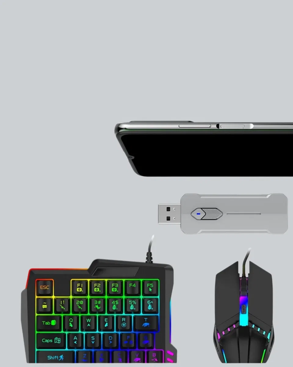 5’i 1 Arada Mobil Oyun Seti Klavye Mouse Dönüştürücü iOS & Android görsel 4