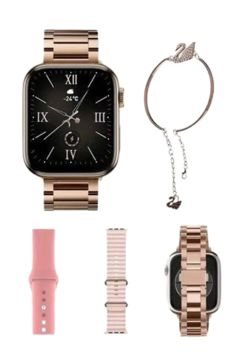 Yeni Nesil Kadın Akıllı Saat Rose Gold Android ve İos Uyumlu görsel 3