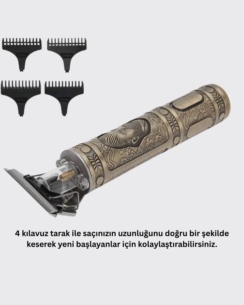 Kompakt Tasarımlı, Güçlü Motorlu Saç sakal Kesme Makinesi ve 4 Kılavuz Tarak görsel 3