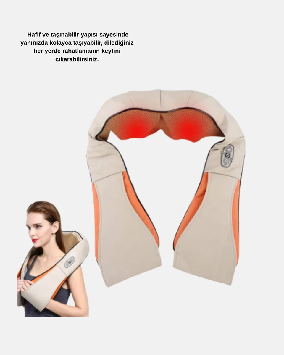Ergonomik Ovmalı Masaj Aleti – Isıtmalı, Yoğurmalı, Boyun ve Bel Rahatlatıcı Masaj Makinesi görsel 5