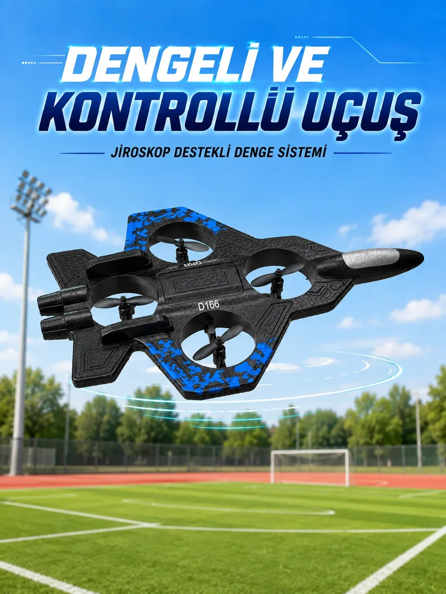 Savaş Uçağı Tasarımlı Drone 2. 4G Uzaktan Kumandalı 360° Takla Jiroskop Tek Tuş Kalkış İniş