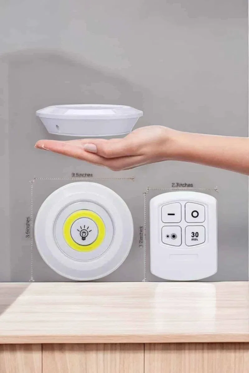Led Lamba 3'lü Uzaktan Kumandalı Yapışkanlı Beyaz Işık görsel 2