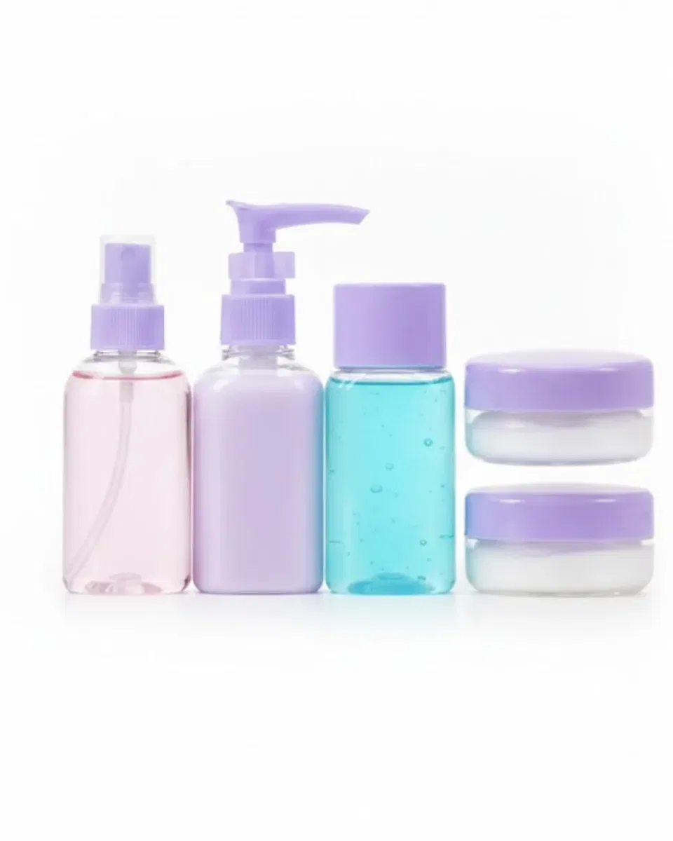5 Parça Şeffaf Seyahat Kozmetik Seti 30 ml görsel 2
