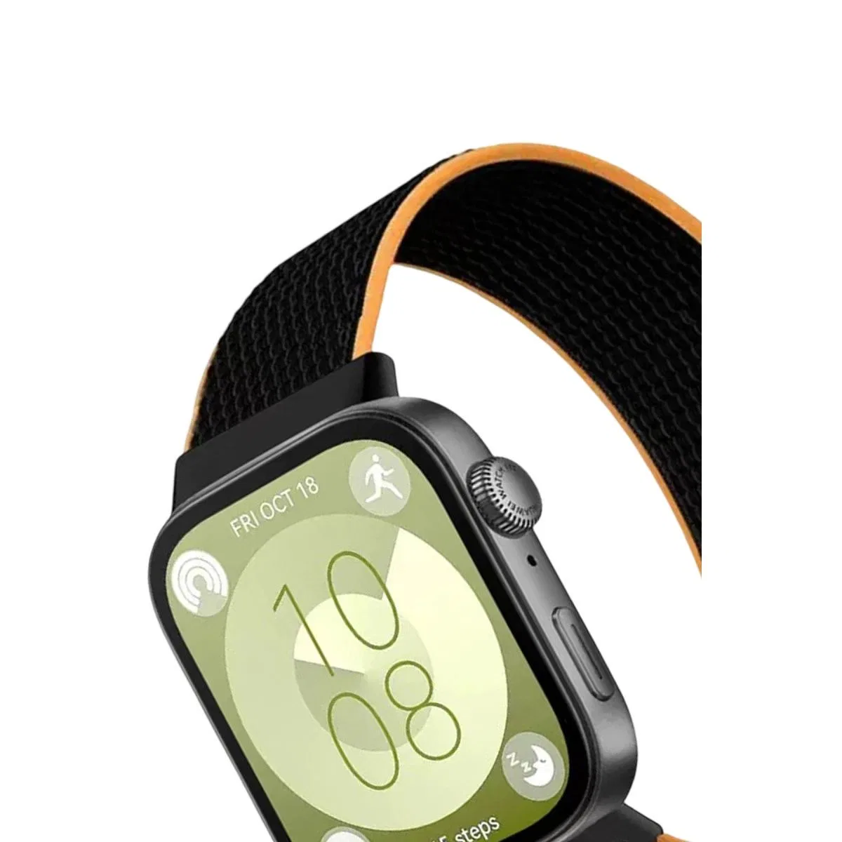 Huawei Fit 4 Hasırlı Cırtcırtlı Kordon (saat Değildir) - Siyah-turuncu görsel 2